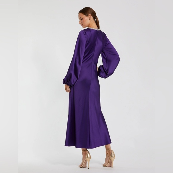 Mac Duggal Purple Long Sleeve Dress - Picture 3 of 6